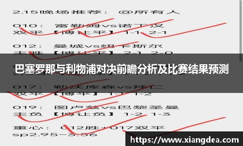 巴塞罗那与利物浦对决前瞻分析及比赛结果预测